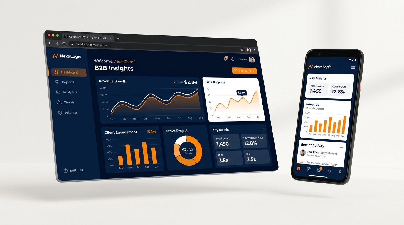 Professional B2B Responsive Website Design - Desktop and Mobile Interface Mockup